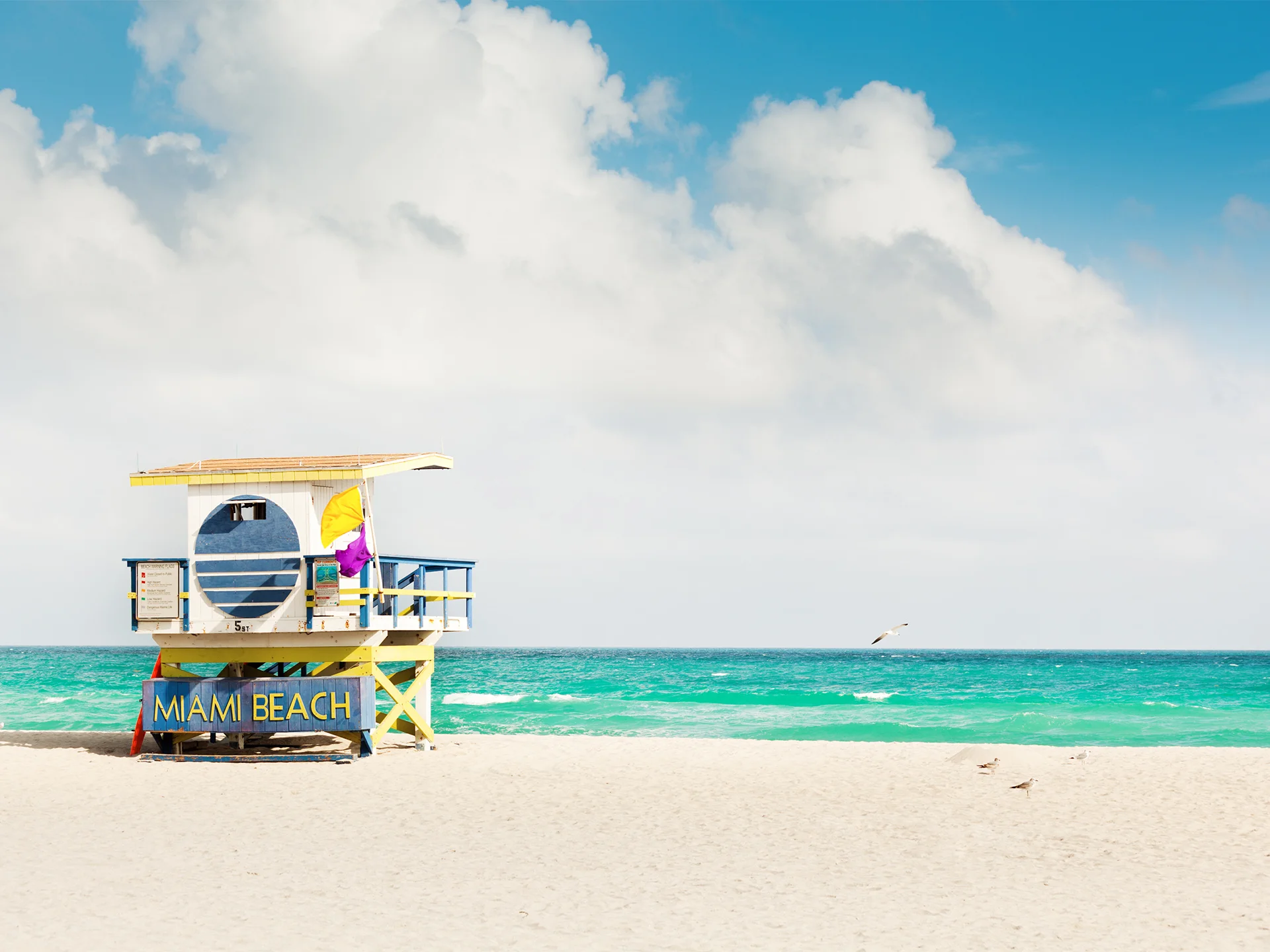 beautiful miami beach with crystal clear blue waters